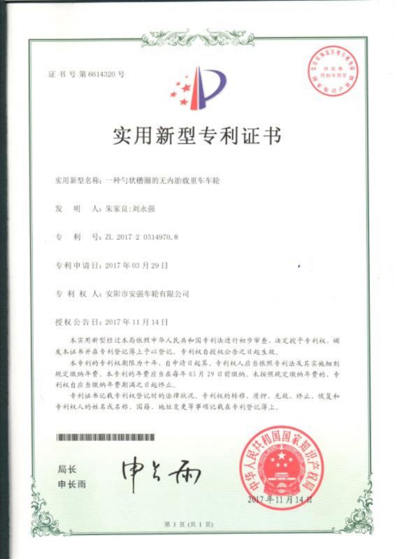 專利證書(shū)(專利號(hào)：ZL201720314970.8)